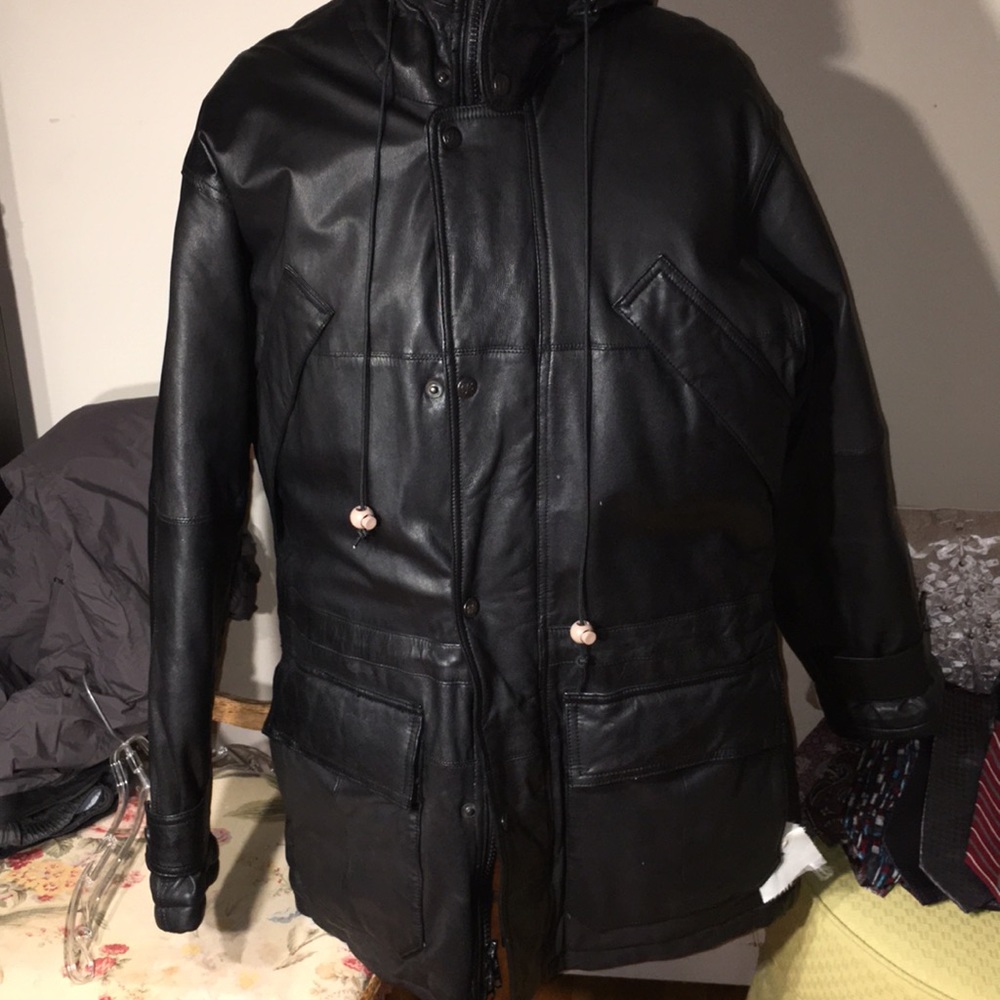 Eddie Bauer leather goose down jacket